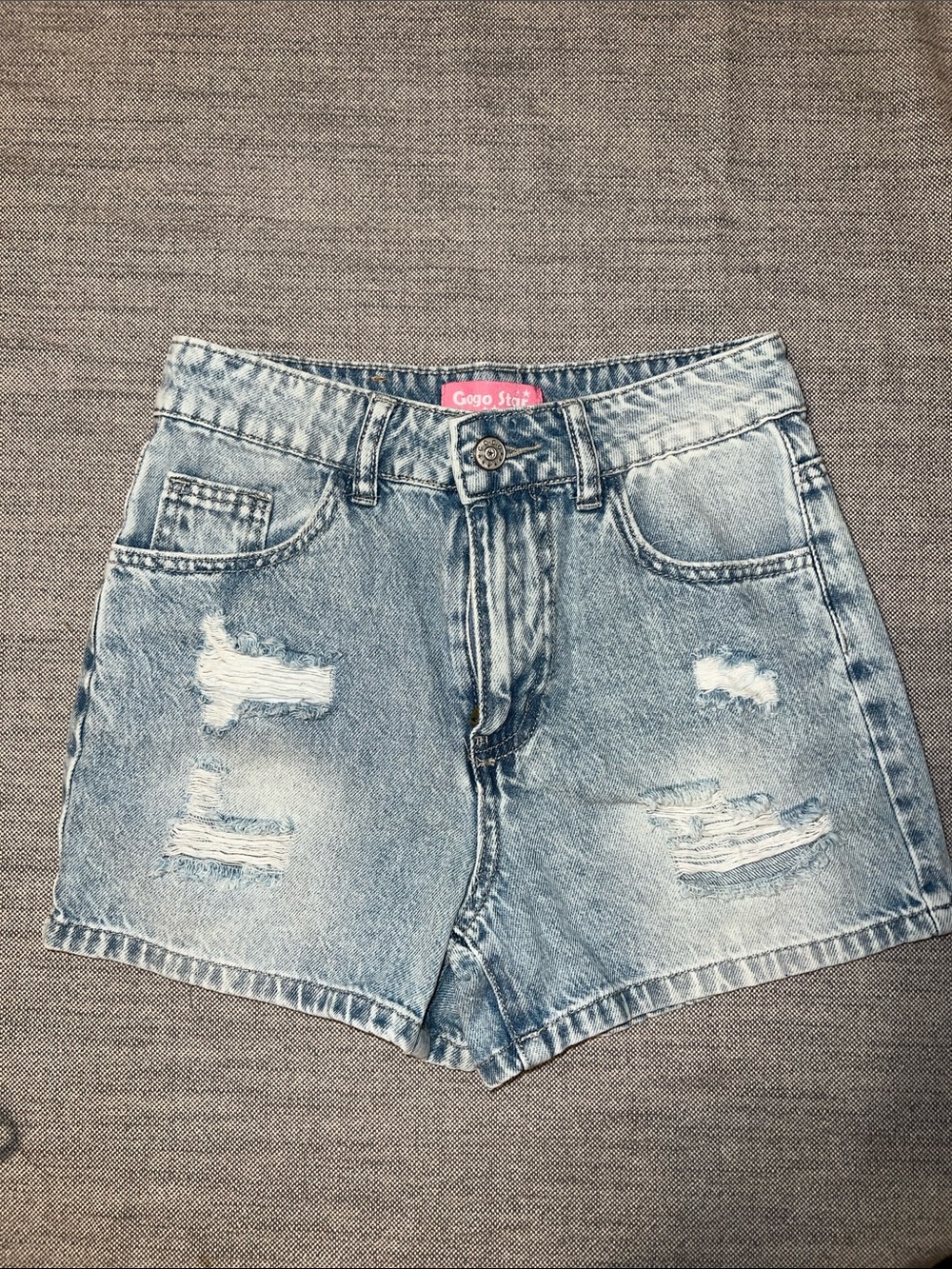 GOGO STAR Girls' Light Blue Distressed Denim Shorts